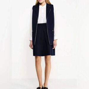 Aurora Firenze Italy One Size Women's Vest Coat Jacket Blue Navy Sleeveless